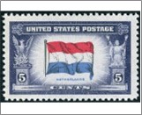 USA 1943 Mint SC913 Flag of the Netherlands Multicolor 5 Cent 1943