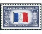 USA 1943 Mint SC915 Flag of France Multicolor 5 Cent 1943