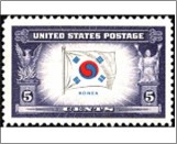 USA 1944 Mint SC921 Flag of Korea Multicolor 5 Cent 1944