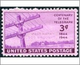 USA 1944 Mint SC924 Telegraph Wires and Morse's First Transmitted Words Bright red violet 3 Cent 1944