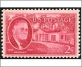 USA 1945 Mint SC931 Roosevelt and the "Little White House" at Warm Springs, GA Carmine rose 2 Cent 1945