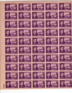 USA 1945 Mint Sheet SC 932SH Roosevelt and the White House Purple 3 Cent 1945 Full Sheet