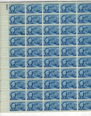 USA 1946 Mint Sheet SC 933SH Roosevelt, Map of Western Hemisphere and Four Freedoms Bright blue 5 Cent 1946 Full Sheet