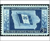 USA 1946 Mint SC942 Iowa Statehood Centennial, State Flag and Map Dark blue 3 Cent 1946