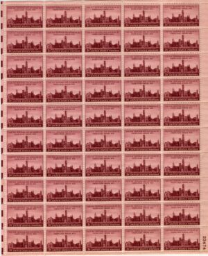 USA 1946 Mint Sheet SC943SH Smithsonian Institution Brown lilac 3 Cent 1946