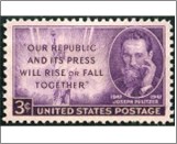 USA 1947 Mint SC946 Joseph Pulitzer (1847-1911), Journalist & Statute of Liberty Purple violet 3 Cent 1947