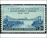 USA 1948 Mint SC961 Niagara Railway Suspension Bridge (from print by H. Peters) Blue 3 Cent 1948