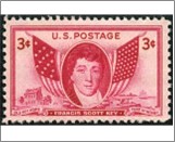 USA 1948 Mint SC962 Francis Scott Key and American Flags of 1814 and 1948 Pink 3 Cent 1948