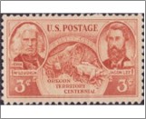 USA 1948 Mint SC964 John McLoughlin, Jason Lee and Wagon on Oregon Trail Brown red 3 Cent 1948
