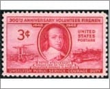 USA 1948 Mint SC971 Peter Stuyvesant, Early and Modern Fire Engines Bright rose carmine 3 Cent 1948