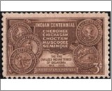 USA 1948 Mint SC972 Map of Indian Territory and Seals of Five Tribes Dark brown 3 Cent 1948