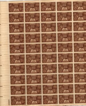 USA 1948 Mint SC972SH Map of Indian Territory and Seals of Five Tribes Dark brown 3 Cent Sheet