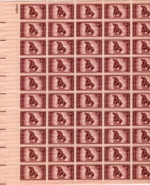 USA 1948 Mint Sheet SC973SH Statue of Capt. William O'Neill by Solon H. Borglum Violet brown 3 Cent 1948