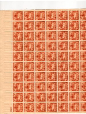 USA 1948 Mint Sheet SC976SH Fort Bliss, El Paso, Texas and Rocket Firing Red Brown 3 Cent 1948