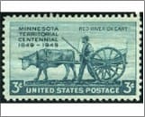 USA 1949 Mint SC981 Pioneer and Red River Cart Blue green 3 Cent 1949
