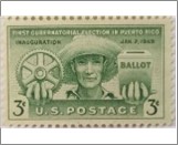 USA 1949 Mint SC983 Puerto Rican Farmer Holding Cogwheel and Ballot Box Green 3 Cent 1949