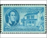 USA 1950 Mint SC996 Gov. William Henry Harrison and First Indiana State Capitol, Bright blue 3 Cent 1950