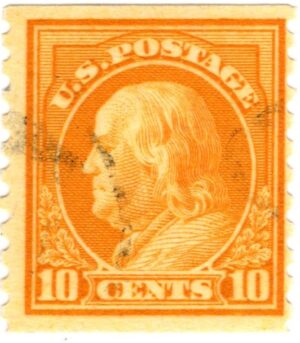USA 1922 Used SC497 Benjamin Franklin Yellow orange 10 Cent 1922