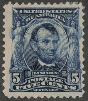 Mint Lightly Hinged USA 304 Abraham Lincoln Blue 5 Cent 1903