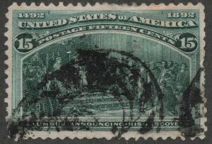USA 1893 Used SC238 Columbus Announcing His Discovery Dark green 15 Cent 1893