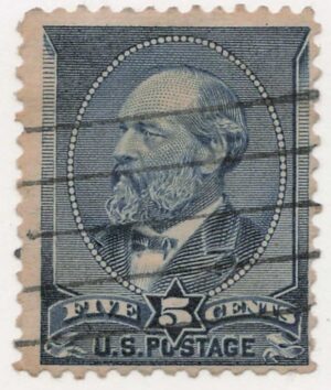 USA 1888 Used Stamp SC216 James A. Garfield Indigo 5 Cent 1888
