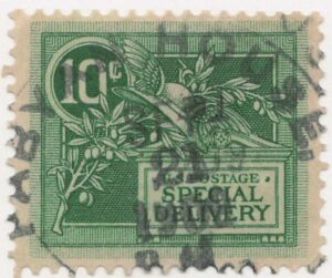 USA 1908 Used Stamp SCE7 Helmet Of Mercury and Olive Branch Green 10 Cent 1908