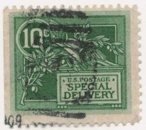 USA 1908 Used Stamp SCE7 Helmet Of Mercury and Olive Branch Green 10 Cent 1908