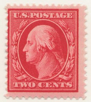 USA 1910 Mint Hinged Stamp SC375 George Washington Carmine 2 Cent 1910