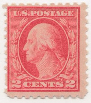 USA 1916 Mint No Gum Stamp SC463 George Washington Carmine 2 Cent 1916