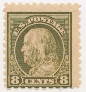 USA 1916 Mint Hinged Stamp SC470 Benjamin Franklin Olive 8 Cent 1916