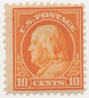 USA 1917 Mint Hinged Stamp SC510 Benjamin Franklin Yellow orange 10 Cent 1917