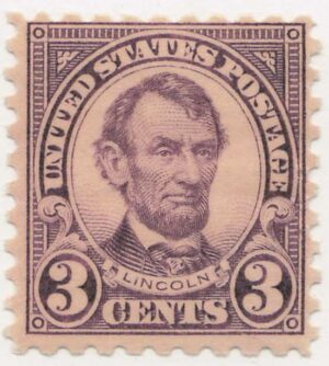 USA 1925 Mint Never Hinged Stamp SC584 Abraham Lincoln Violet 3 Cent 1925