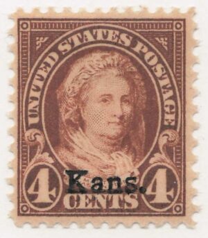 USA 1929 Mint Hinged Stamp SC662 Martha Washington, overprinted Kans. Yellow brown 4 Cent 1929