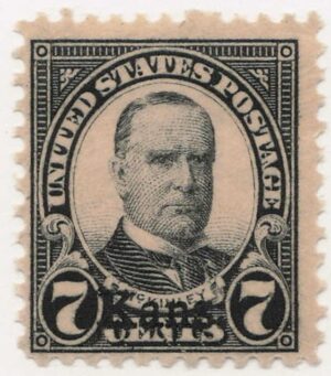 USA 1929 Mint Hinged Stamp SC665 William McKinley, overprinted Kans. Black 7 Cent 1929