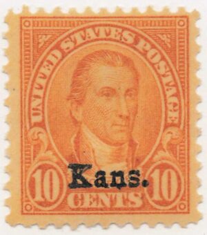 USA 1929 Mint Hinged Stamp SC668 James Monroe, overprinted Kans. Yellow orange 10 Cent 1929