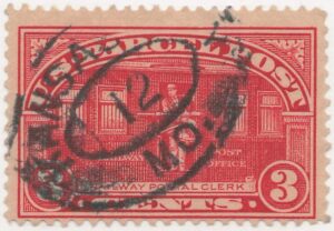 USA 1913 Used Stamp SCQ3 Railway Postal Clerk Carmine 3 Cent 1913