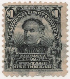 USA 1903 Used Stamp SC311 Admiral David Farragut (1801-1870) Black 1 Dollar 1903