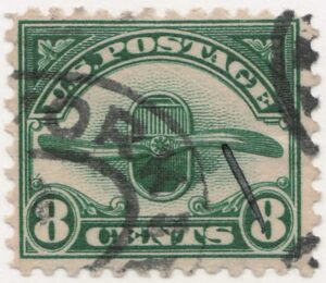 USA 1923 Used Stamp SCC4 Airplane Radiator and Wooden Propeller Dark green 8 Cent 1923
