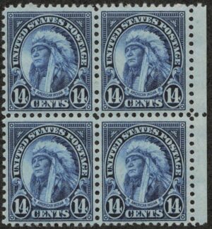 USA 1931 Mint Block SC695 American Indian Dark blue 14 Cent 1931