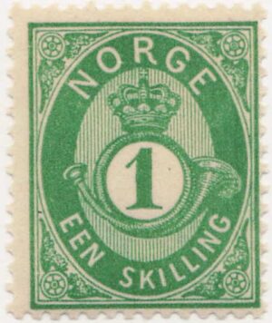 Norway 1873 Mint Never Hinged Stamp NK16IIa(SC16) Posthorn (Skilling 1872-75) 1 Skilling Green,Yellow green