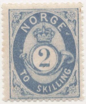 Norway 1872 Mint Never Hinged Stamp NK17cX(SC17) Posthorn (Skilling 1872-75) 2 Skilling Blue,Ultramarine