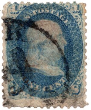 USA 1861 Used Stamp SC63 Benjamin Franklin Blue 1 Cent 1861