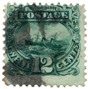 USA 1869 Used Stamp SC117 Ocean liner SS Adriatic (1871) Green 12 Cent 1869