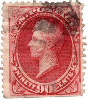 USA 1872 Used Stamp SC155 Commodore Oliver Hazard Perry (1785-1819) Carmine 90 Cent 1872