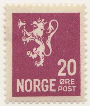 Norway 1926 Mint Never Hinged Stamp NK144(SC118) Lion II 1926-1934 20 Øre Lilac