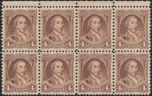 USA 1932 Mint Never Hinged Block SC709 George Washington Light brown 4 Cent 1932