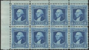 USA 1932 Mint Never Hinged Block SC710 George Washington Blue 5 Cent 1932