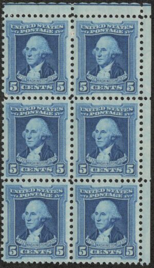 USA 1932 Mint Never Hinged Block SC710 George Washington Blue 5 Cent 1932