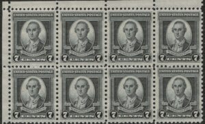 USA 1932 Mint Never Hinged Block SC712 George Washington Black 7 Cent 1932