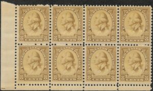 USA 1932 Mint Never Hinged Block SC713 George Washington Olive bistre 8 Cent 1932